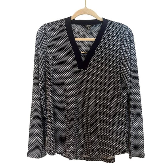 Women's Jones New York Lightweight‎ Blue Geometric Blouse Size Small - Picture 1 of 5
